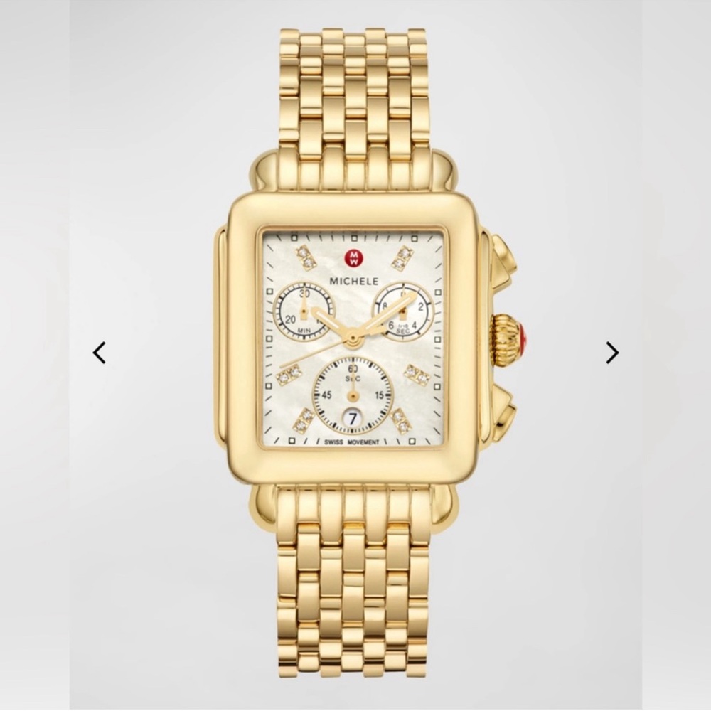 Michele Stainless Steel Gold Plated Deco Watch*LISTING PRICE FIRM*